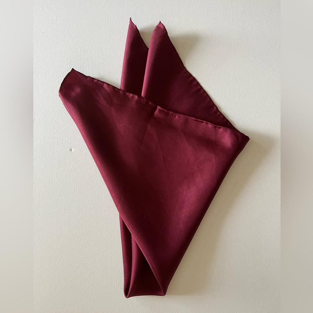 Ashear Elegant Burgundy Silk Pocket Square